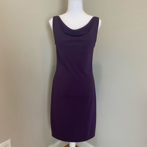 Purple Fitted Pull Over Midi Dress